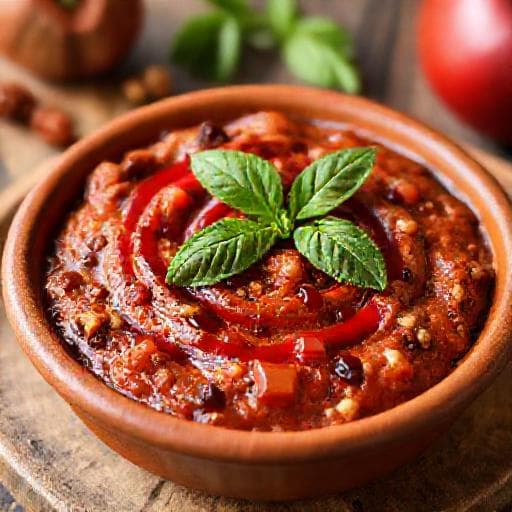Muhammara s rajčaty a datlemi
