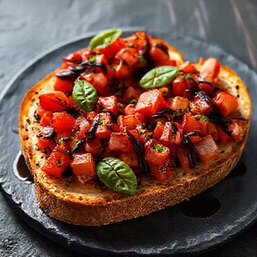 Bruschetta s rajčaty a balzamikovou redukcí