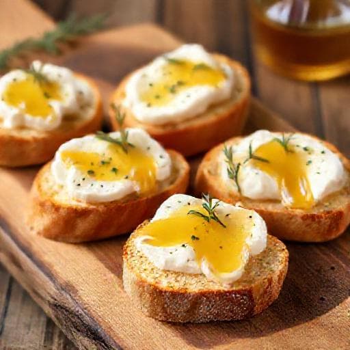 Klasické crostini s kozím sýrem a medem