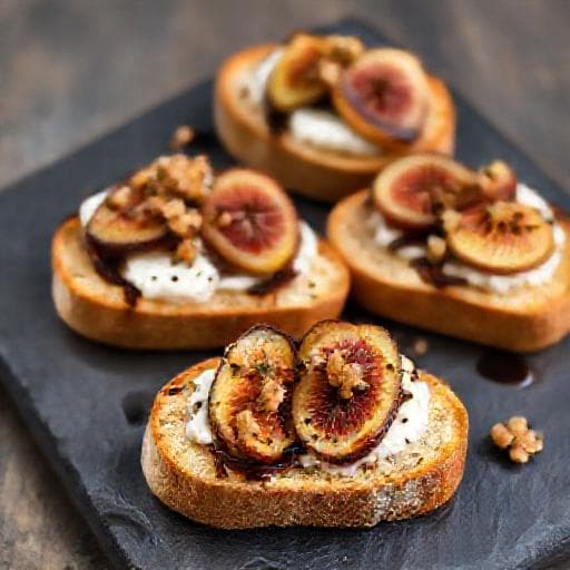Crostini s kozím sýrem, fíky a vlašskými ořechy