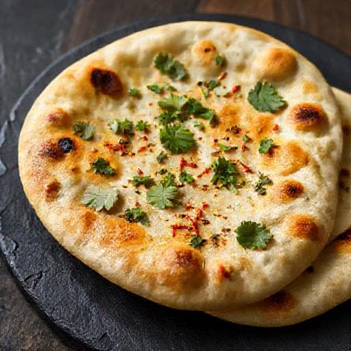Česnekový naan s koriandrem a chilli