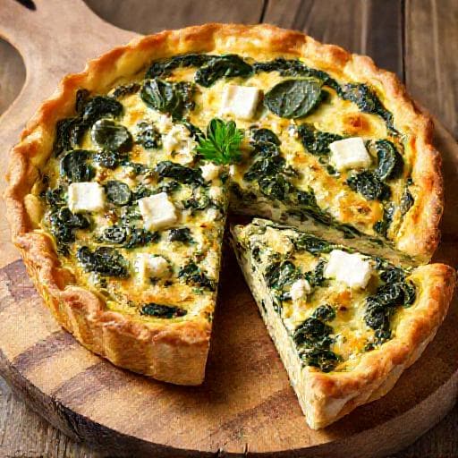Tradiční špenátový quiche s fetou