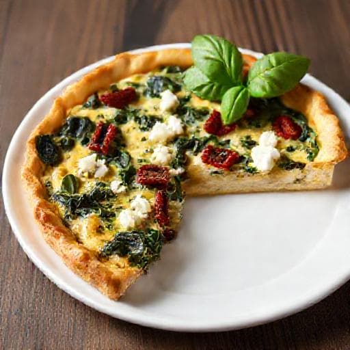 Špenátový quiche s fetou a sušenými rajčaty
