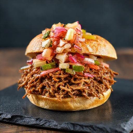 Trhaný vepřový burger s jablečnou salsou