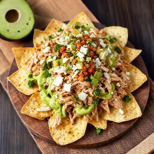 Nachos s Kuřecím Masem a Avokádovou Omáčkou