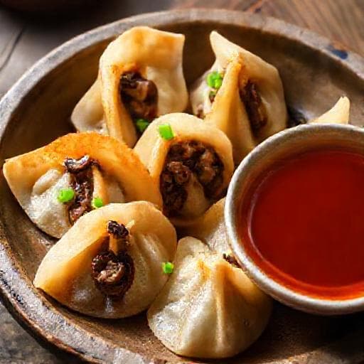 Gyoza s vepřovým masem a zázvorovou omáčkou (regionální twist)