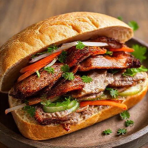 Bánh mì s vepřovým bůčkem a paštikou