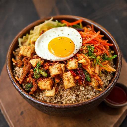 Bibimbap s Tofu a Kimči