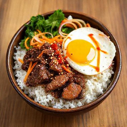 Bulgogi v rýžové misce (Bibimbap styl)