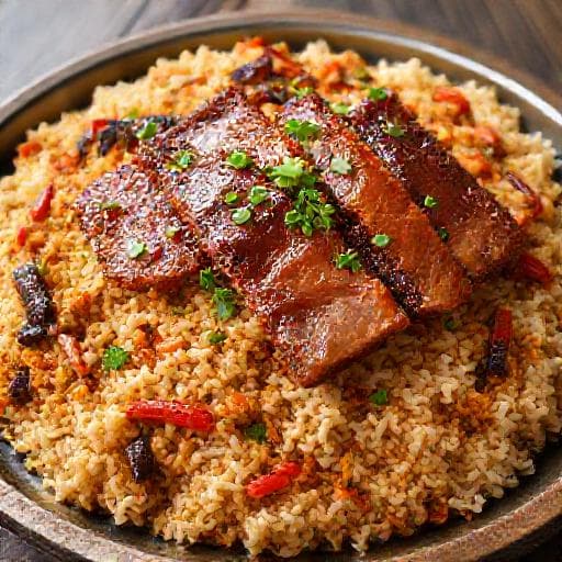 Smažená rýže s kimchi a vepřovými žebírky