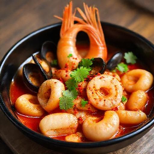 Tteokbokki s mořskými plody