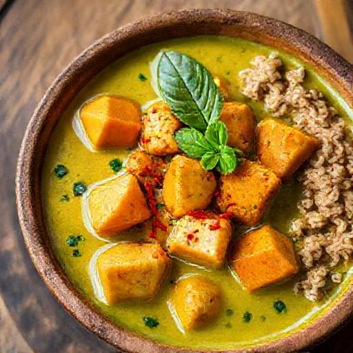 Zelené kari s tofu a batáty