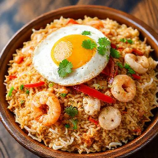Nasi Goreng Seafood (Smažená rýže s mořskými plody)
