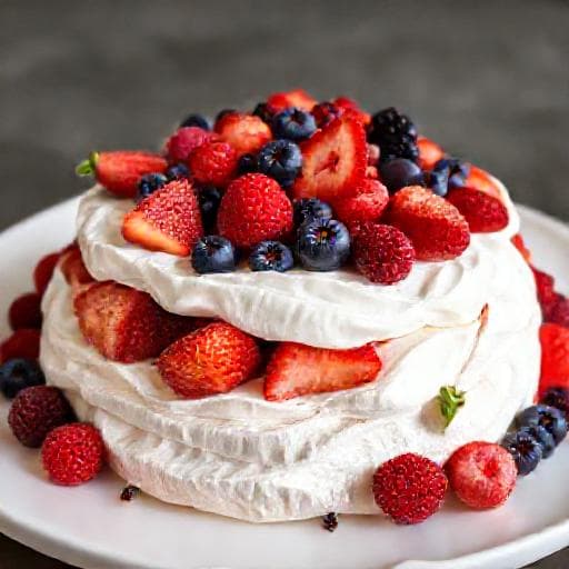 Klasická Pavlova s čerstvým ovocem