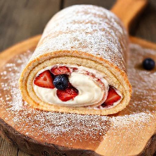 Rychlá piškotová roláda s tvarohem a ovocem