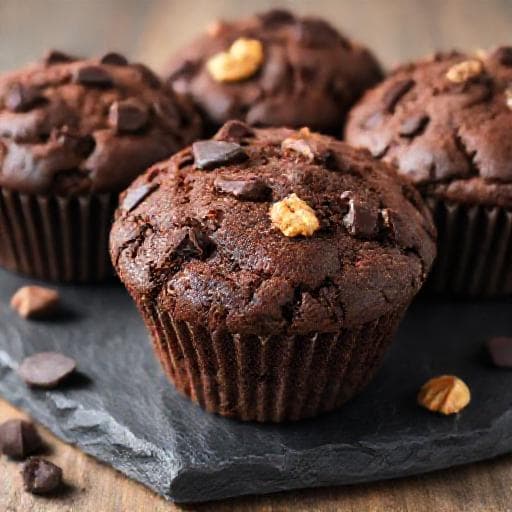 Čokoládové proteinové muffiny s oříšky