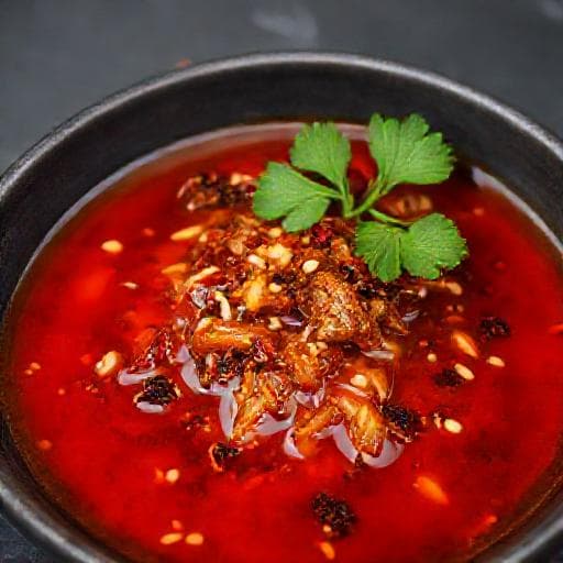 Křupavý chilli olej s uzenou paprikou a sezamem