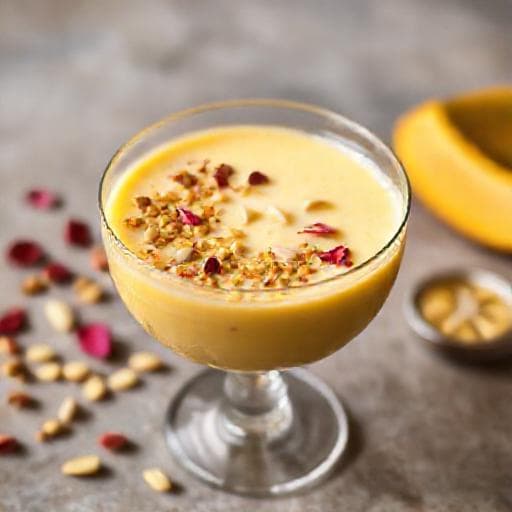 Mango Lassi s Růžovou Vodou a Pistáciemi