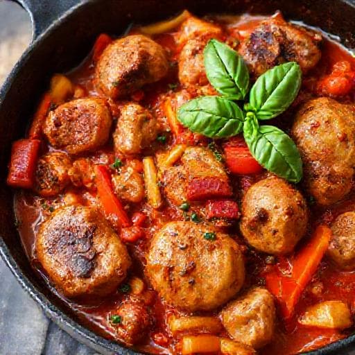 Kuře Cacciatore s Klobásou a Paprikami
