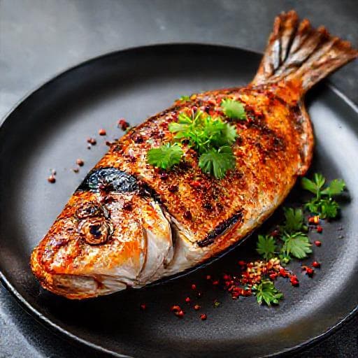 Cá Mú Nướng Muối Ớt Tứ Xuyên (Sichuan-Style Grilled Sea Bass with Chili Salt)