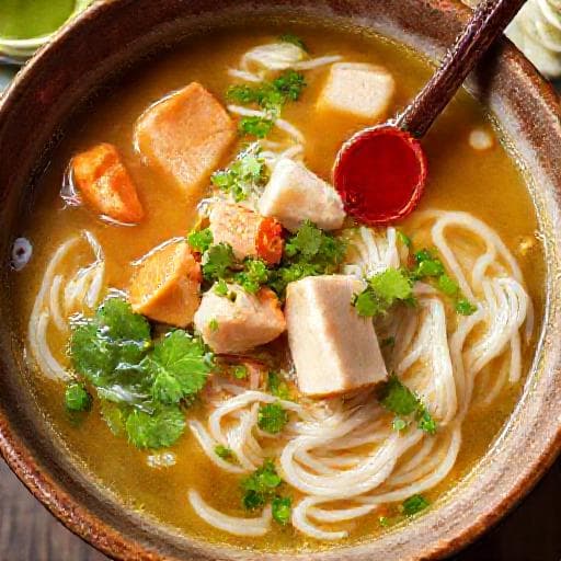 Bún Rạm Chả Cá (Crab Noodle Soup with Fish Cake)