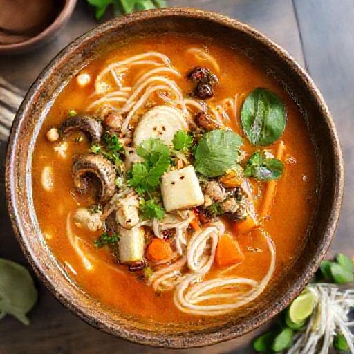Bún Nghệ Huế Chay (Vegetarian Hue Noodle Soup)