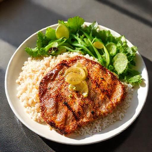 Cơm Tấm Sườn Nướng Chanh (Lemon-Grilled Pork Broken Rice)