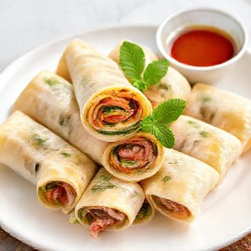 Chả Rươi Cuốn (Blood Cockle Omelette Rolls)