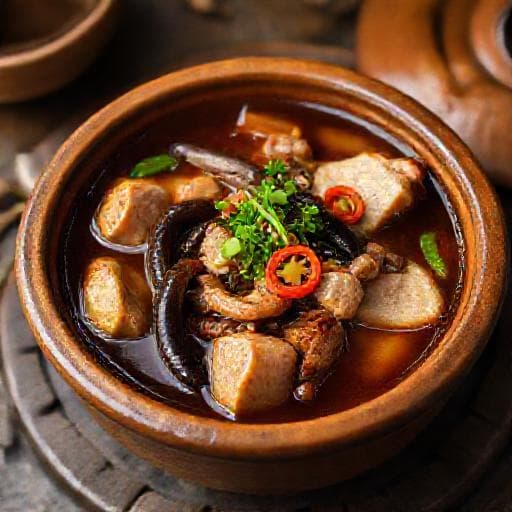 Rươi Kho Niêu Đất (Traditional Earthen Pot Worm Stew)