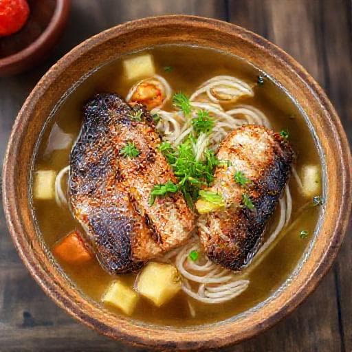 Bún Cá Lóc Nướng (Grilled Snakehead Fish Noodle Soup)
