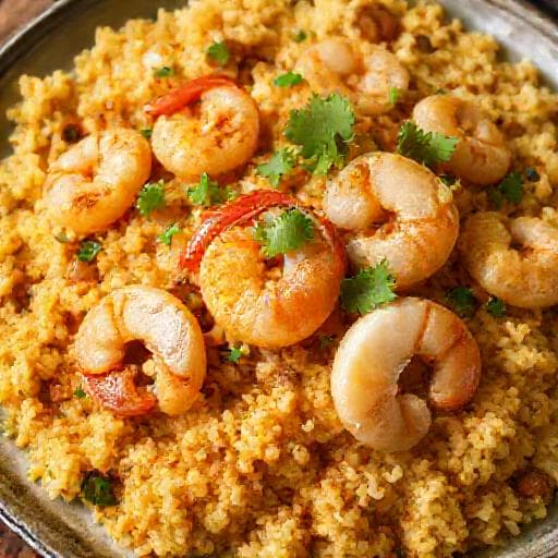 Farofa de Dendê Rápida com Camarão
