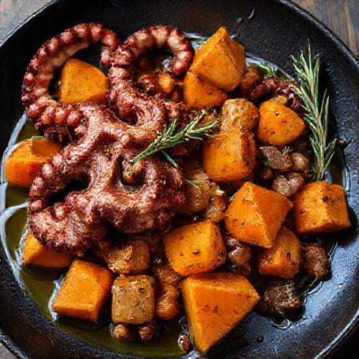 Polvo à Transmontana com Batata Doce e Alecrim