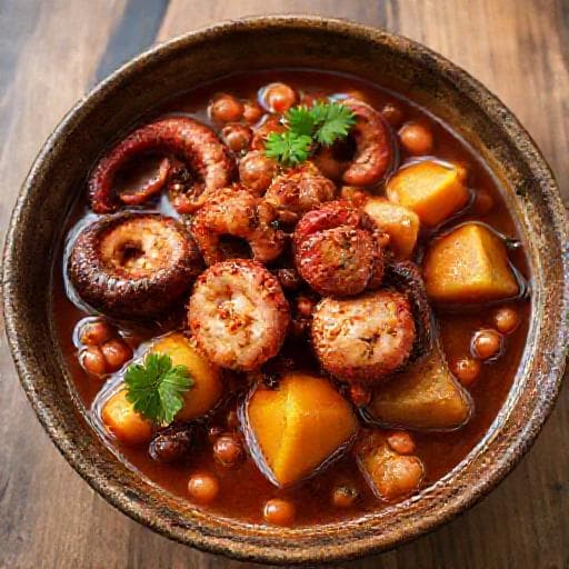 Feijoada de Polvo com Chouriço e Batata Doce