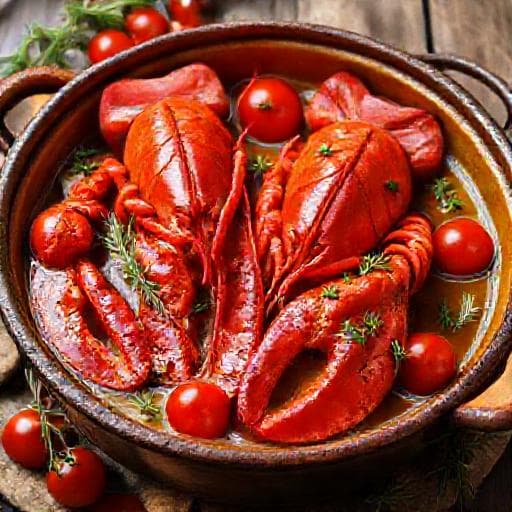 Lagosta Suada com Ervas e Tomate Cereja