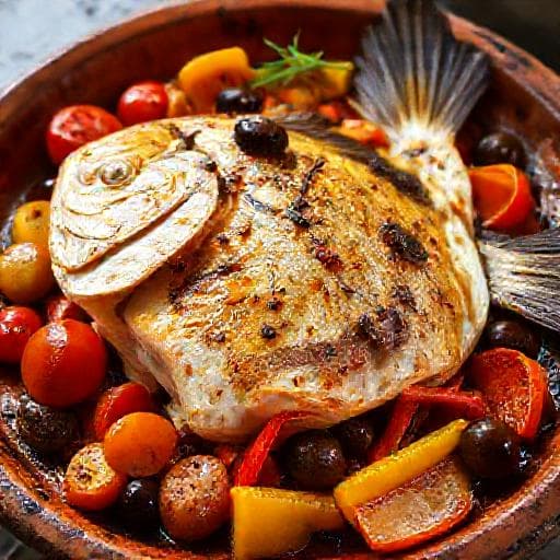 Dourada Assada no Forno à Mediterrânica