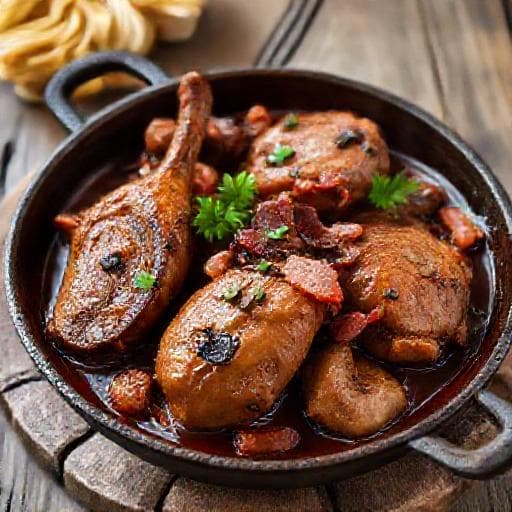Coelho à Transmontana com Cogumelos e Bacon