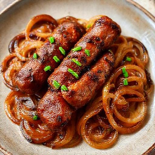 Linguiça na Air Fryer com Cebola Caramelizada