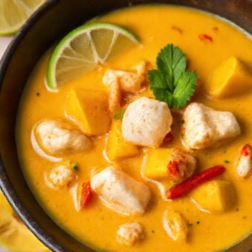 Caril de Caranguejo com Leite de Coco e Manga