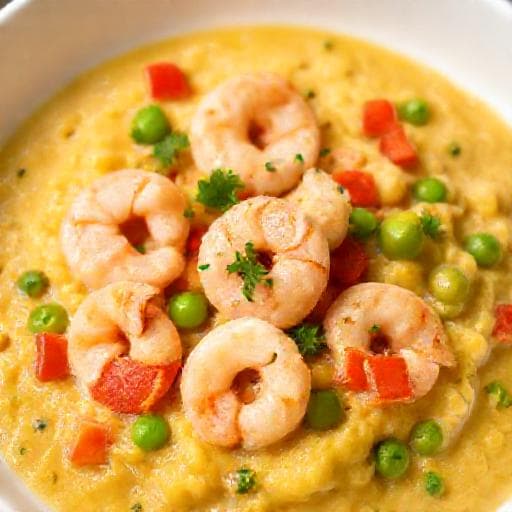 Xerém Rápido com Legumes e Camarão