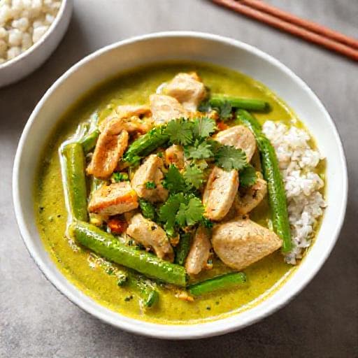 Curry Verde Tailandês Rápido com Frango