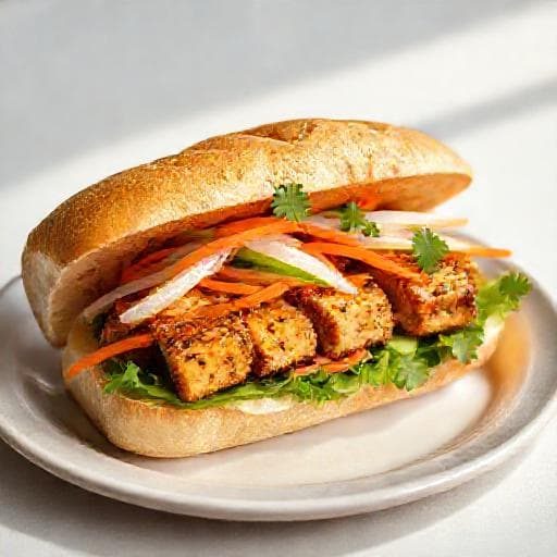 Banh Mi Vegetariano com Tofu Marinado