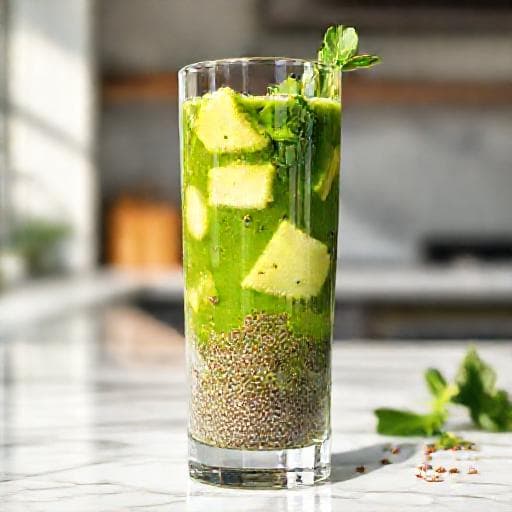 Suco Verde Energético com Abacaxi e Chia
