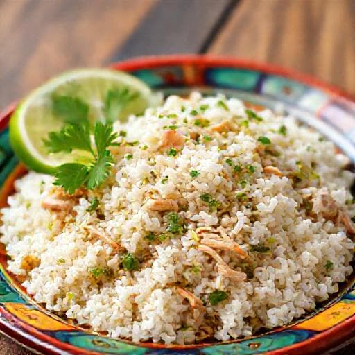 Arroz de Cuxá com Frango Desfiado