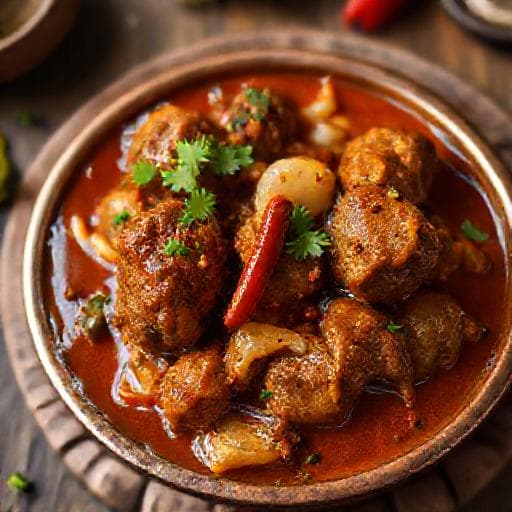 मसालेदार बिहारी मटन करी (अचारी ट्विस्ट)