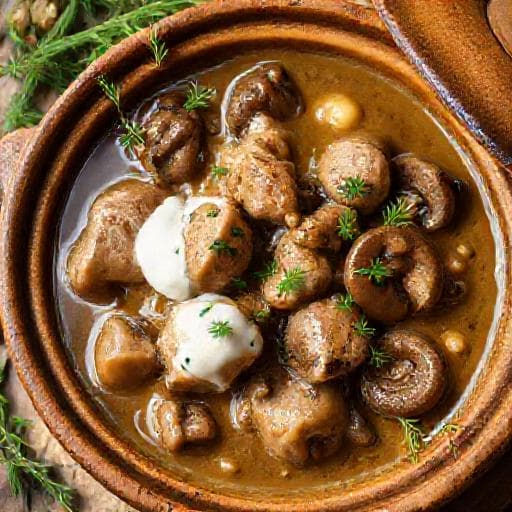 Верашчака с грибами и сметаной
