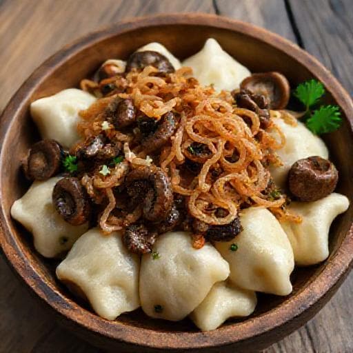 Цыбрики с Грибами и Жареным Луком