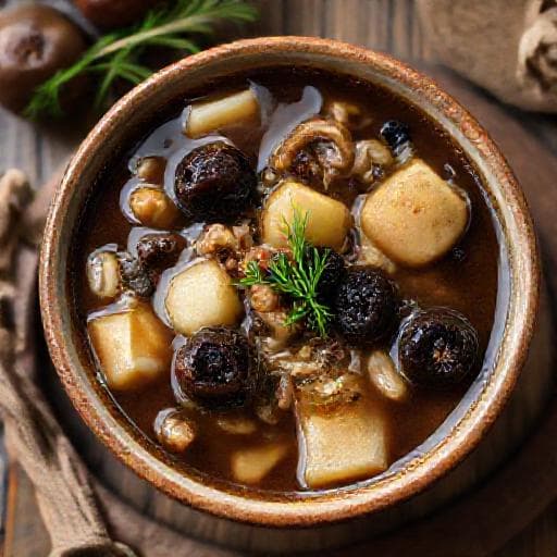 Капустняк с грибами и черносливом