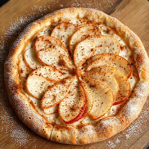 Творожная пицца с яблоками и корицей
