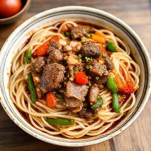 Ковурма-лагман с бараниной и овощами