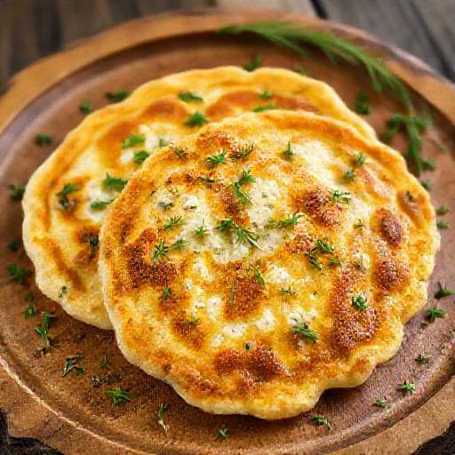 Творожные лепёшки с зеленью и чесноком